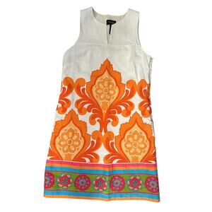 Laundry by Shelli Segal Mod‎ Floral Shift Dress Retro Orange Print Size 2
